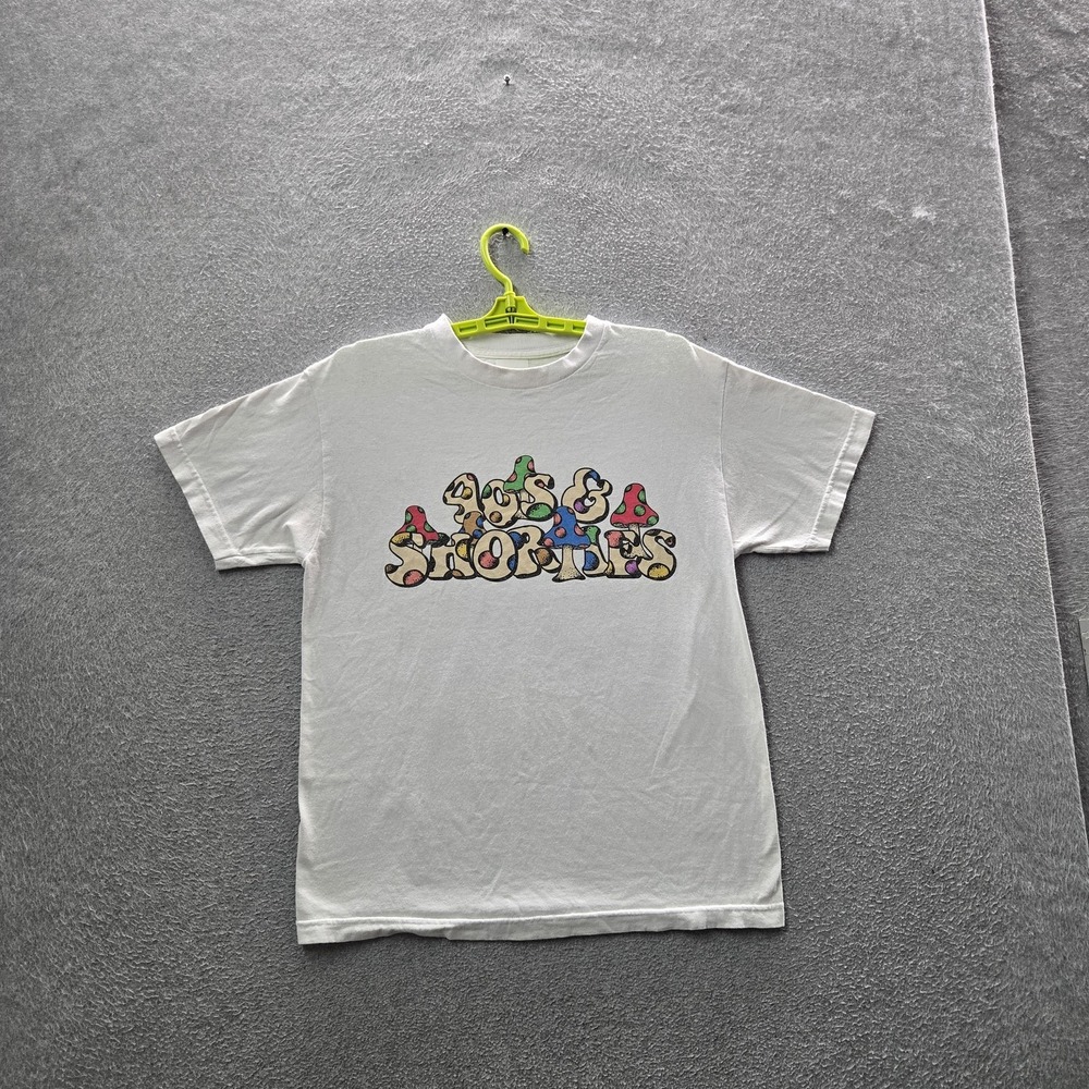 40s & Shorties Men Shirt M White Graphic Mushrooms Print Short‎ Sleeve